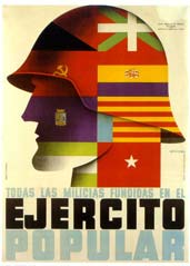 Cartell d'EMENTERIO MELENDRERAS:  (1905 - 1996)      Pertanyia al Sindicat de Professionals de Belles Arts de Madrid, en aquest treball expressa la necessitat d'una militarització de les milícies populars.  